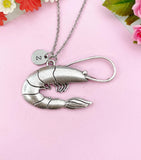 Shrimp Charm Silver Necklace, Large Shrimp Jewelry Gift, N6235