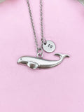 Blue Whale Charm Silver Necklace, N6236