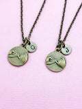 Pinky Promise Necklace Set, Bronze Charm, Initial Necklace