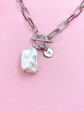 Natural Freshwater Shell Paperclip Toggle Clasps Necklace, N6059A