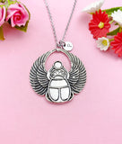 Egypt Scarab Charm Silver or Gold Necklace, Egypt Beetle Charm, Insect Bug Charm, N2660A