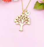 Tree with heart Leaf Charm Gold Necklace, N6246
