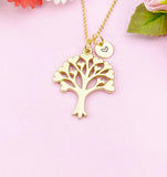 Tree with heart Leaf Charm Gold Necklace, N6246