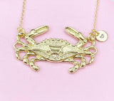 Crab Charm Gold Necklace, Large Crab Charm, N6248