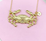 Crab Charm Gold Necklace, Large Crab Charm, N6248