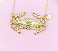 Crab Charm Gold Necklace, Large Crab Charm, N6248