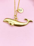 Blue Whale Charm Gold Necklace, Sea Fish, N6250