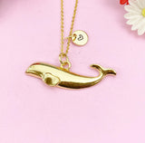 Blue Whale Charm Gold Necklace, Sea Fish, N6250