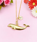 Blue Whale Charm Gold Necklace, Sea Fish, N6250