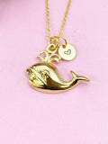 Whale Charm Gold Necklace, Sea Fish, N6251