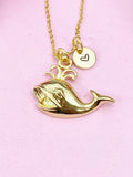 Whale Charm Gold Necklace, Sea Fish, N6251