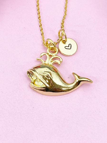 Whale Charm Gold Necklace, Sea Fish, N6251