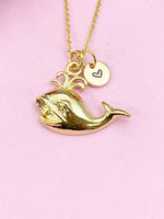 Whale Charm Gold Necklace, Sea Fish, N6251