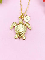 Turtle Charm Gold Necklace, Sea Turtle, N6252