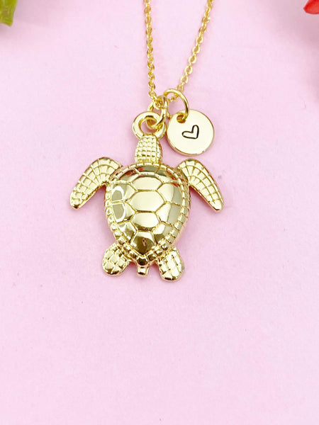 Turtle Charm Gold Necklace, Sea Turtle, N6252