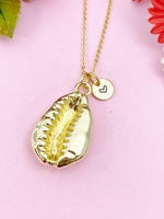 Cowrie Shell Charm Gold Necklace, Large Cowrie Shell, N6253