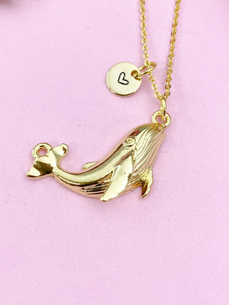 Blue Whale Charm Gold Necklace, N6254