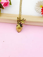 Anatomy Human Heart Charm Gold Necklace, N1785
