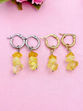 Citrine Earrings, Gold or Silver Hoop Earrings, Natural Gemstone Jewelry N4238A