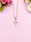 Cross Necklace, Rose Gold Cross Charm,