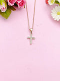 Cross Necklace, Rose Gold Cross Charm,