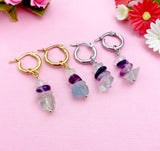 Gold or Silver Fluorite Earrings, Natural Gemstone Jewelry, N3975B
