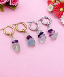 Gold or Silver Fluorite Earrings, Natural Gemstone Jewelry, N3975B