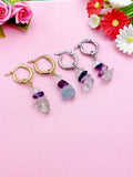 Gold or Silver Fluorite Earrings, Natural Gemstone Jewelry, N3975B