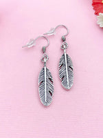 Silver Feather Charm Earrings, N947