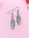 Silver Feather Charm Earrings, N947