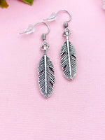 Silver Feather Charm Earrings, N947