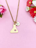 Gold Beaker Charm Necklace, Gifts for Researcher, N4186