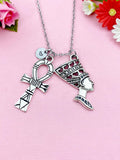Nefertti Queen Ankh Necklace, Silver Queen Cross Necklace, Ankh Cross Charm, Egyptian Cross Charm, N5808A