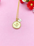 Gold Palm Print Charm Necklace, Baby Palm Print, Hand, N3851A