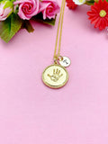Gold Palm Print Charm Necklace, Baby Palm Print, Hand, N3851A