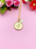 Gold Palm Print Charm Necklace, Baby Palm Print, Hand, N3851A