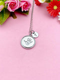 Silver Palm Print Charm Necklace, Baby Palm Print, Hand, N3851B