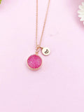 Pink Druzy Agate Charm Necklace, BN5259