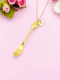 Gold Fork Crown Cross Charm Necklace, AN1290