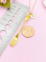 Gold Fork Crown Cross Charm Necklace, AN1290