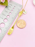 Gold Fork Crown Cross Charm Necklace, AN1290