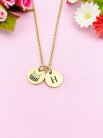 Gold Snare Drum Charm Necklace, Music Instrument School Marching Band Gifts Idea, D432A