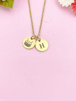 Gold Snare Drum Charm Necklace, Music Instrument School Marching Band Gifts Idea, D432A