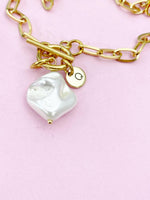Gold Natural Freshwater Shell Paperclip Toggle Clasps Necklace, N6059Z