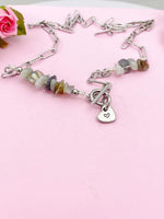 Labradorite Necklace, Silver Paperclip Toggle Clasps Necklace, Natural Labradorite Gemstone Jewelry, N6105S