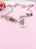 Labradorite Necklace, Silver Paperclip Toggle Clasps Necklace, Natural Labradorite Gemstone Jewelry, N6105S