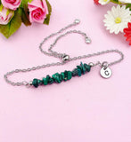 Malachite Bracelet, Silver or Gold Natural Malachite Gemstone Jewelry, N5877B