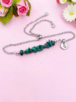 Malachite Bracelet, Silver or Gold Natural Malachite Gemstone Jewelry, N5877B