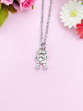 Robot Necklace, Silver 3D Robot Charm, Robot Pendants, Robotics Gift, Engineer Gift, Personalized Gift, N2716