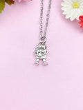 Robot Necklace, Silver 3D Robot Charm, Robot Pendants, Robotics Gift, Engineer Gift, Personalized Gift, N2716